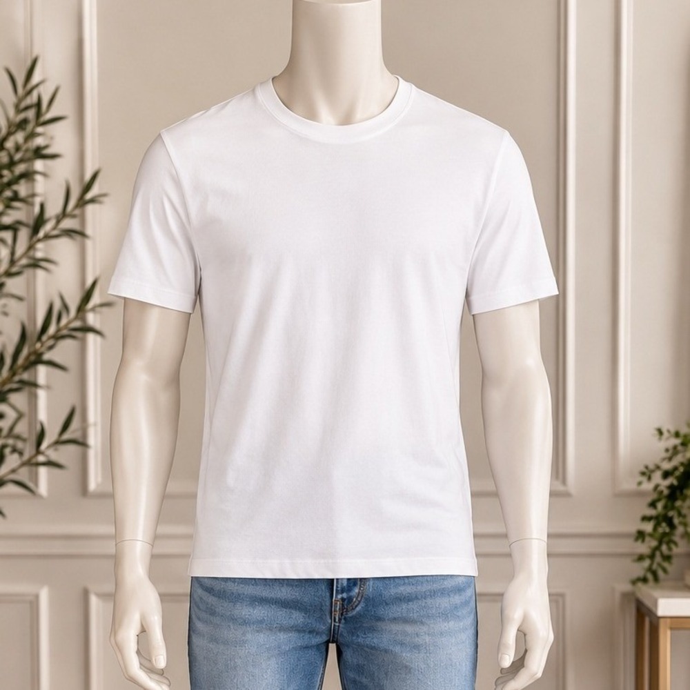 Uniqlo Mens T-Shirt Supima Cotton Crew Neck Solid White Size Medium
